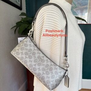 NWT  COACH Charlotte Shoulder Bag In Signature Canvas - CCL40 Gray/Silver $378